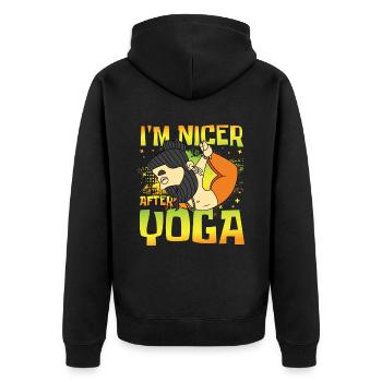 I'm Nicer After Yoga für Yoga Fan Yoga Lehrer - Unisex Premium Bio Zip Hoodie - Schwarz - Hinten - Nico (187cm)