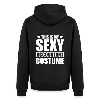 Buchhalter Steuerberater Kostüm - Unisex Premium Bio Zip Hoodie - Schwarz - Hinten - Nico (187cm)