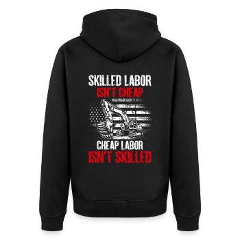 Funny excavator operator HEO - Unisex Premium Organic Zip Hoodie - black - Back - Nico (187cm)
