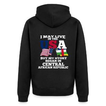 Central African Republic of Usa - Unisex Premium Organic Zip Hoodie - black - Back - Nico (187cm)