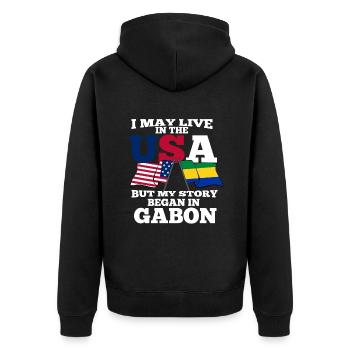 Gabon Amerika Usa Geschenk - Unisex Premium Bio Zip Hoodie - Schwarz - Hinten - Nico (187cm)