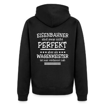 Wagenmeister Zugtechniker - Unisex Premium Bio Zip Hoodie - Schwarz - Hinten - Nico (187cm)