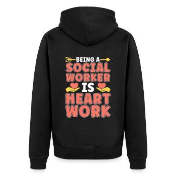 Social Service Being A Social Worker Is Consultant - Unisex Premium Bio Zip Hoodie - Schwarz - Hinten - Nico (187cm)