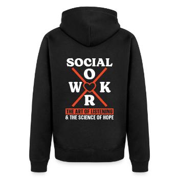 Social Service Social Work The Art Of Socialist - Unisex Premium Bio Zip Hoodie - Schwarz - Hinten - Nico (187cm)