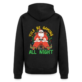 Yule Be Gaming All Night Gaming Christmas - Unisex Premium Organic Zip Hoodie - black - Back - Nico (187cm)