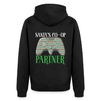 Santa Claus Co-op Partner Controller Gaming Wei - Unisex Premium Organic Zip Hoodie - black - Back - Nico (187cm)