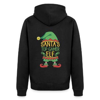 Santa Claus Top Gamer Elf Controller Games Wei - Unisex Premium Organic Zip Hoodie - black - Back - Nico (187cm)