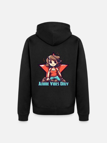 Star-Anime-Mädchen, nur Anime-Vibes - Unisex Premium Bio Zip Hoodie - Schwarz