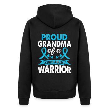 Child Abuse Warrior's Grandma Month Of - Unisex Premium Organic Zip Hoodie - black - Back - Nico (187cm)