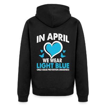 En avril, nous portons un bleu clair - Veste à capuche bio Premium Unisexe - noir - Dos - Nico (187cm)