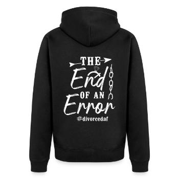 Happy Divorce Party The End Of An - Unisex Premium Bio Zip Hoodie - Schwarz - Hinten - Nico (187cm)