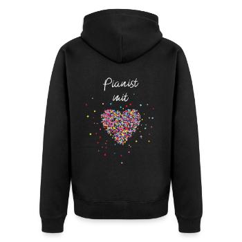 Pianist mit Herz Klavier Klavierspieler Orchester - Unisex Premium Bio Zip Hoodie - Schwarz - Hinten - Nico (187cm)