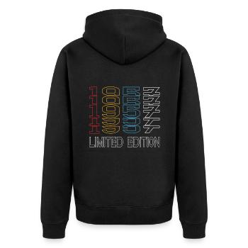 Limited Edition 1957 Geburtstag 1957 Vintage Retro - Unisex Premium Bio Zip Hoodie - Schwarz - Hinten - Nico (187cm)