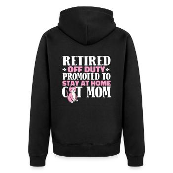 Pensioner Pension Cat - Unisex Premium Organic Zip Hoodie - black - Back - Nico (187cm)