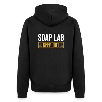 Seife Seifenherstellung Seifenmacher Seifensieder - Unisex Premium Bio Zip Hoodie - Schwarz - Hinten - Nico (187cm)