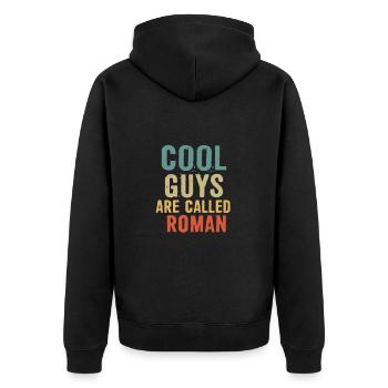 Les mecs cool s’appellent Roman - Veste à capuche bio Premium Unisexe - noir - Dos - Nico (187cm)