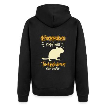 Rennmaus ist cooler Nagetier Gerbil - Unisex Premium Bio Zip Hoodie - Schwarz - Hinten - Nico (187cm)