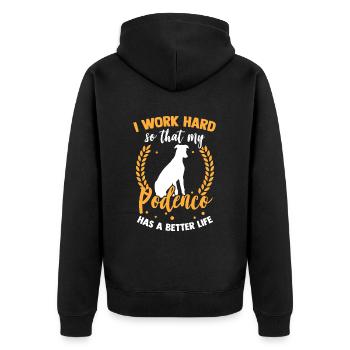 Travailler pour mon lévrier espagnol Podenco - Veste à capuche bio Premium Unisexe - noir - Dos - Nico (187cm)