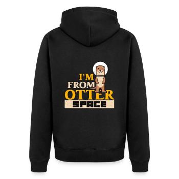 Otter I'm From Otter Space Animal Lover Team Otter - Unisex Premium Bio Zip Hoodie - Schwarz - Hinten - Nico (187cm)