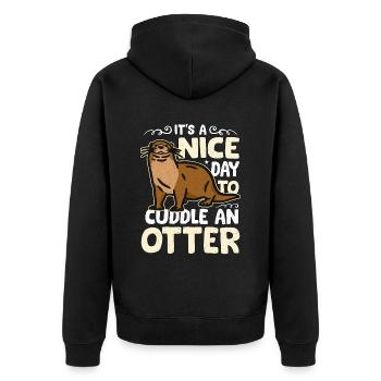 Otter It's A Nice Day To Cuddle An Otter Animals - Unisex Premium Bio Zip Hoodie - Schwarz - Hinten - Nico (187cm)