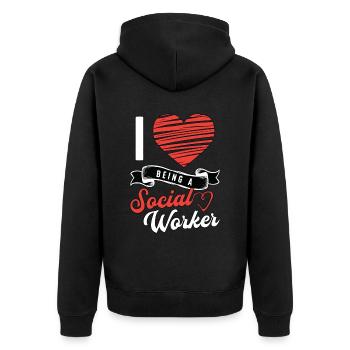 Social Service I Love Being A Social Worker Aide - Unisex Premium Bio Zip Hoodie - Schwarz - Hinten - Nico (187cm)
