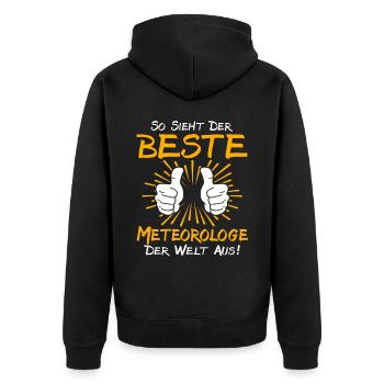 Meteorologe Geschenkidee - Unisex Premium Bio Zip Hoodie - Schwarz - Hinten - Nico (187cm)