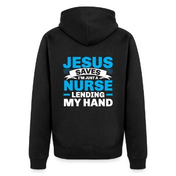 Infirmière chrétienne RN Infirmière autorisée Christianisme - Veste à capuche bio Premium Unisexe - noir - Dos - Nico (187cm)
