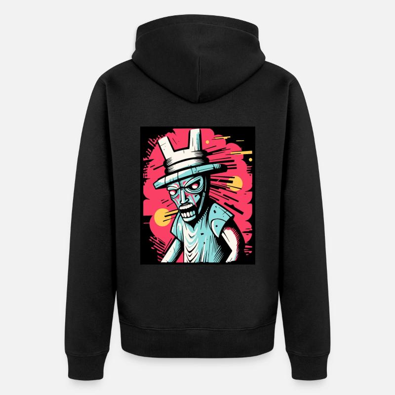 Abstrait Angry Bunny Man Art Graffiti - Veste à capuche bio Premium Unisexe - noir