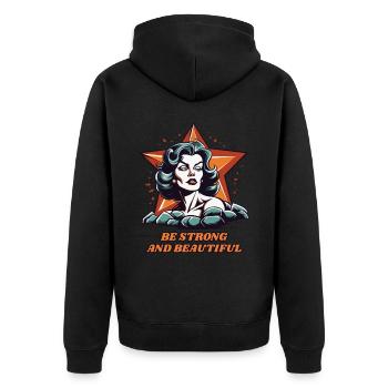 Sois forte et belle, une femme comme une star - Veste à capuche bio Premium Unisexe - noir - Dos - Nico (187cm)