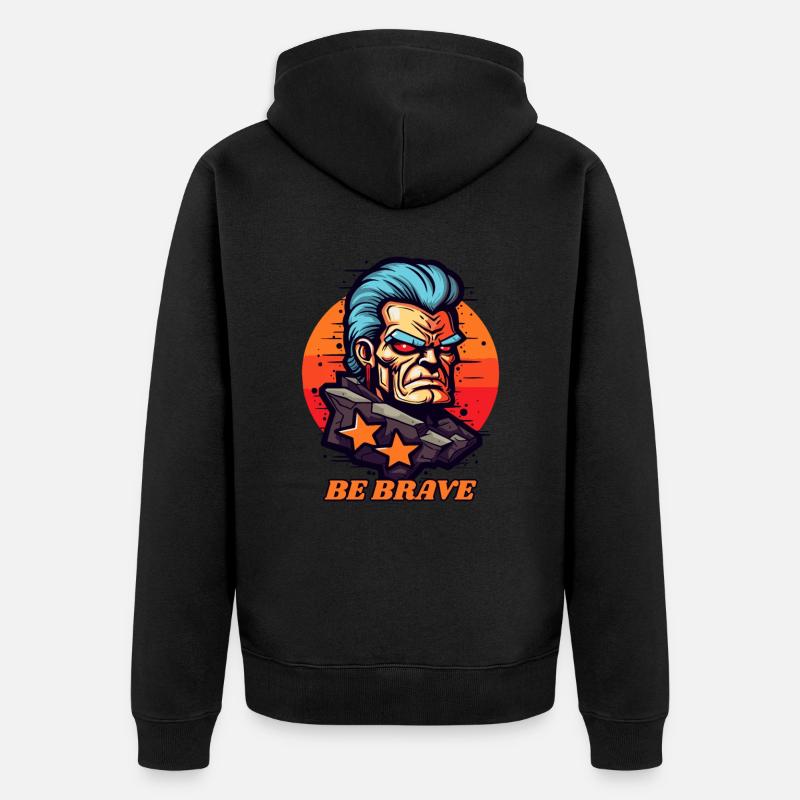 Cooler Opa Ratschlag: Sei mutig - Unisex Premium Bio Zip Hoodie - Schwarz