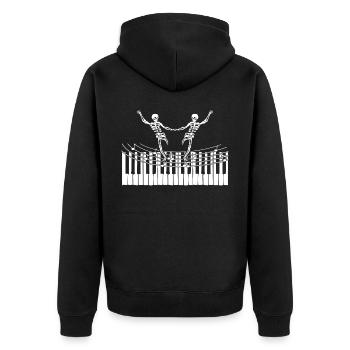 Skelett Skelette Klavier Tanzen - Unisex Premium Bio Zip Hoodie - Schwarz - Hinten - Nico (187cm)