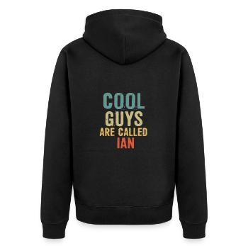 Cool guys are called Ian - Unisex Premium Bio Zip Hoodie - Schwarz - Hinten - Nico (187cm)