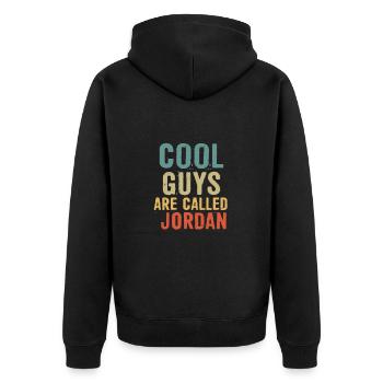 Cool guys are called Jordan - Unisex Premium Organic Zip Hoodie - black - Back - Nico (187cm)