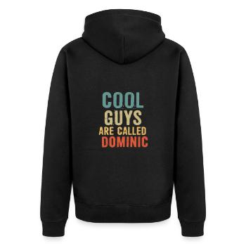 Cool guys are called dominic - Unisex Premium Organic Zip Hoodie - black - Back - Nico (187cm)