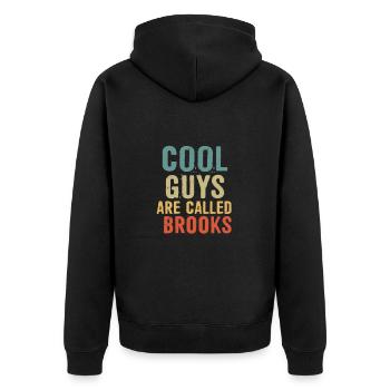Cool guys are called brooks - Unisex Premium Organic Zip Hoodie - black - Back - Nico (187cm)