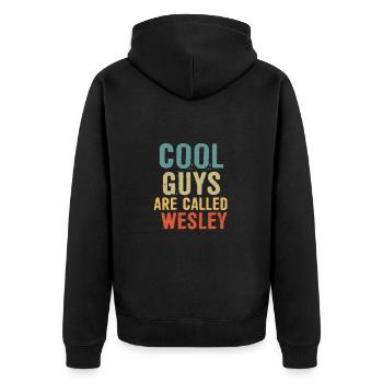 Cool guys are called Wesley - Unisex Premium Organic Zip Hoodie - black - Back - Nico (187cm)