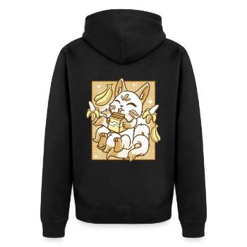 Kitsune Japon Anime Kawaii Lait de banane - Veste à capuche bio Premium Unisexe - noir - Dos - Nico (187cm)