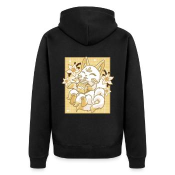 Kitsune Japan Anime Kawaii Vanilla Milk - Unisex Premium Organic Zip Hoodie - black - Back - Nico (187cm)