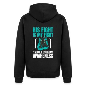 Fantastische Handschuhkunst Für Kämpfer - Fragiles - Unisex Premium Bio Zip Hoodie - Schwarz - Hinten - Nico (187cm)