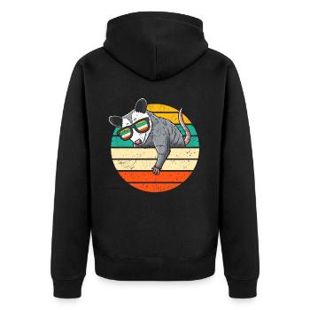 Retro Opossum Mit Sonnenbrille Opossum - Unisex Premium Bio Zip Hoodie - Schwarz - Hinten - Nico (187cm)