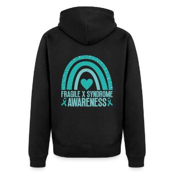 We wear teal for the rainbow of the - Unisex Premium Organic Zip Hoodie - black - Back - Nico (187cm)