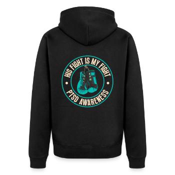 Son combat est la conscience Pstd en bleu-vert - Veste à capuche bio Premium Unisexe - noir - Dos - Nico (187cm)
