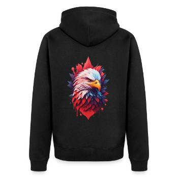 Aesthetic Eagle Freedom & Pride of Bird Design - Unisex Premium Organic Zip Hoodie - black - Back - Nico (187cm)