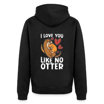Otter I Love You Like No Otter Animals Breeder - Unisex Premium Bio Zip Hoodie - Schwarz - Hinten - Nico (187cm)