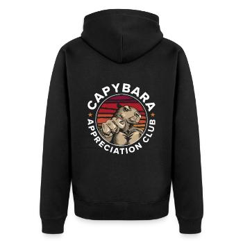 Capybara Appreciation Club Grands Rongeurs - Veste à capuche bio Premium Unisexe - noir - Dos - Nico (187cm)