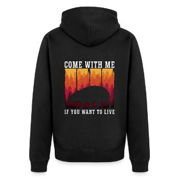 Capybara Come With Me If You Want Rodent Animals - Unisex Premium Organic Zip Hoodie - black - Back - Nico (187cm)