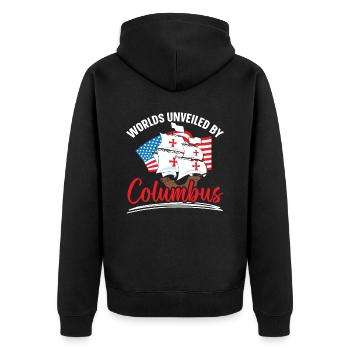Von Kolumbus entdeckte Welten Indigene - Unisex Premium Bio Zip Hoodie - Schwarz - Hinten - Nico (187cm)