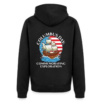 Columbus Day: To commemorate the discovery of K - Unisex Premium Organic Zip Hoodie - black - Back - Nico (187cm)