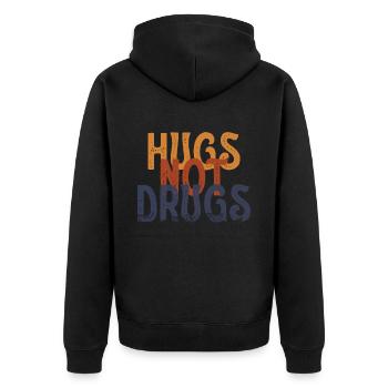 Hugs instead of drugs - Unisex Premium Organic Zip Hoodie - black - Back - Nico (187cm)
