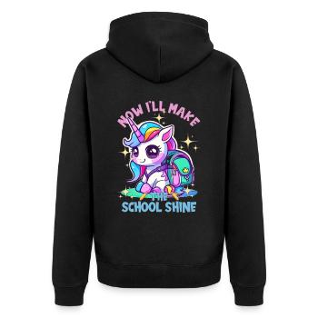 Schulkind Zur Einschulung Goodbye Kindergarten - Unisex Premium Bio Zip Hoodie - Schwarz - Hinten - Nico (187cm)